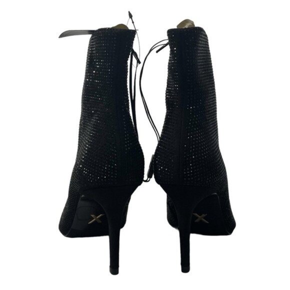 Express Womens Booties Size 7 Black Ankle Sparkly Rhinestones Pointed Thin Heels - Picture 10 of 12